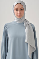 Dalgalı Nida Naturel Şal - Gümüş TUGBA