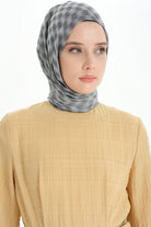 Kare Desen Viskon Şal - Gri TUGBA