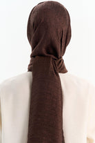 Geometrik Desen Viskon Şal - Kahve TUGBA