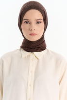 Geometrik Desen Viskon Şal - Kahve TUGBA