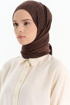 Geometrik Desen Viskon Şal - Kahve TUGBA