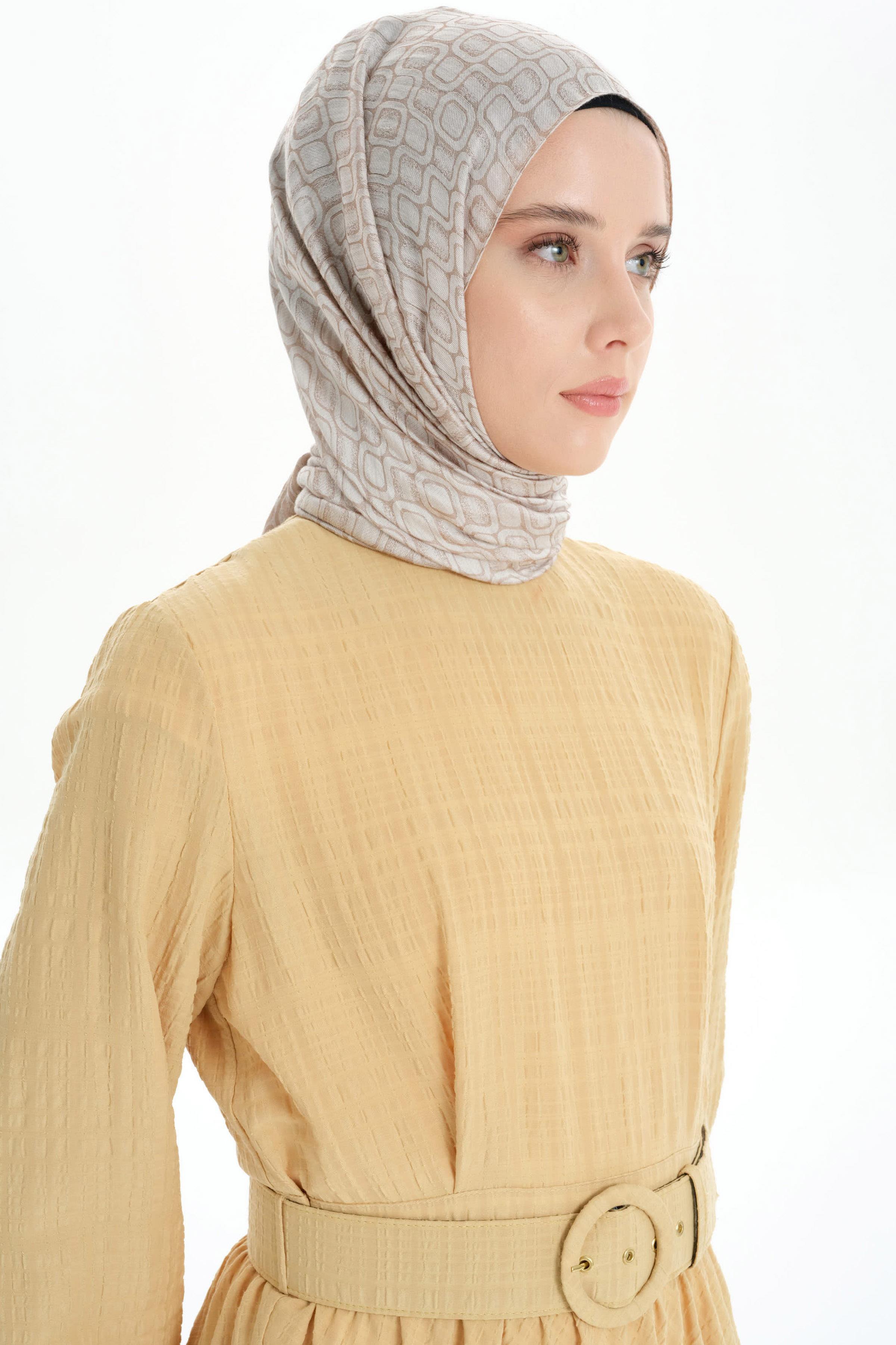 Geometrik Desen Viskon Şal - Taş TUGBA