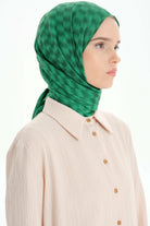 Kare Desen Viskon Şal - Yeşil TUGBA