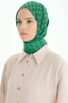 Kare Desen Viskon Şal - Yeşil TUGBA