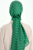 Kare Desen Viskon Şal - Yeşil TUGBA