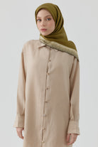 Nokta Çerçeveli İpek Eşarp - Fıstık Yeşili TUGBA