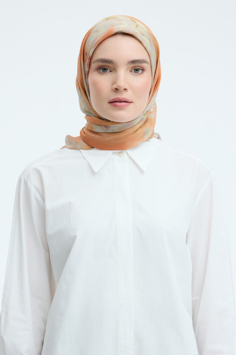 Rüya Lyocell Karışım Natural Eşarp - Turuncu TUĞBA