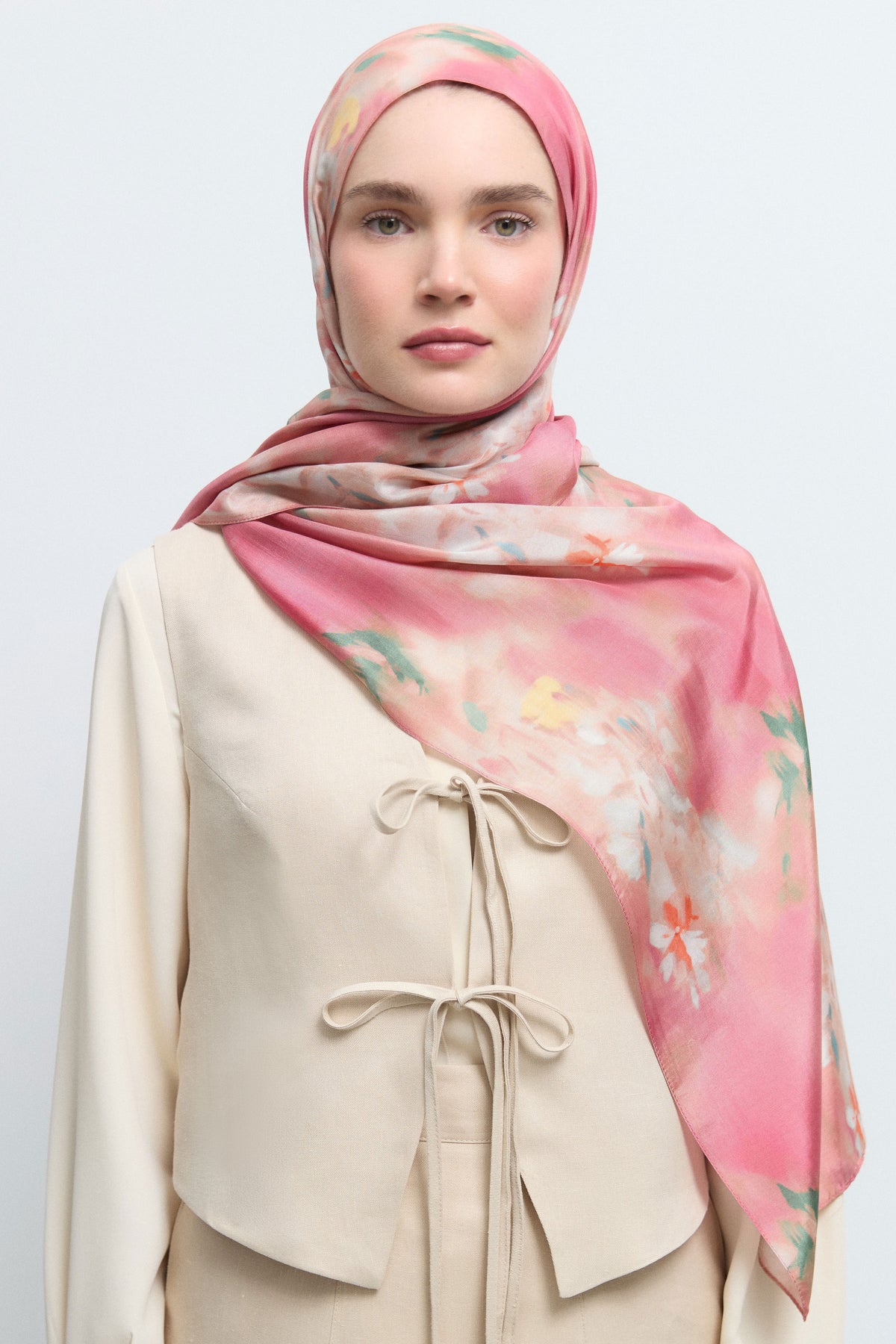 Rüya Lyocell Karışım Natural Şal - Pembe