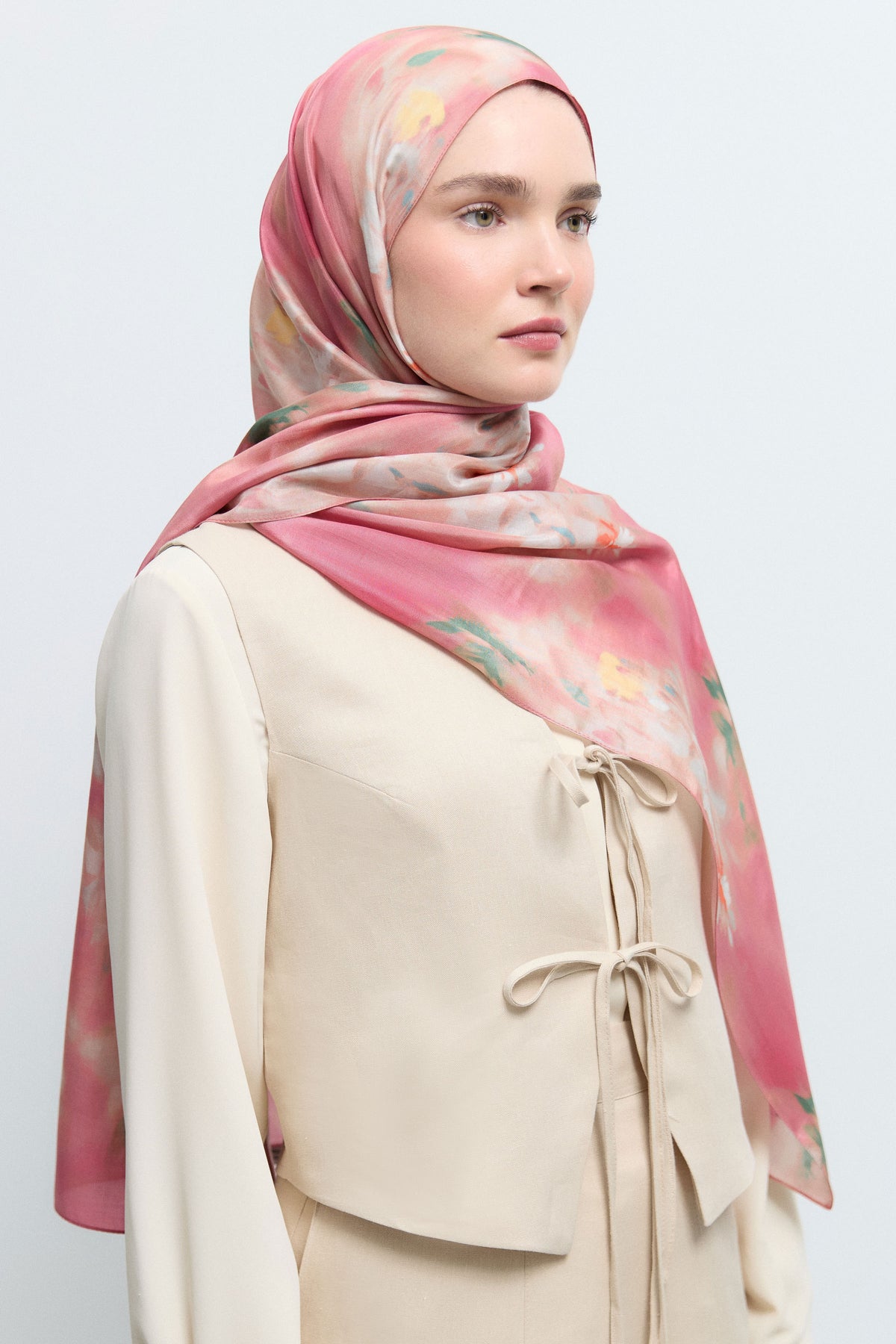Rüya Lyocell Karışım Natural Şal - Pembe TUĞBA