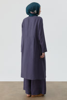 Omuz Nakış Detaylı Uzun Tunik - İndigo TUGBA