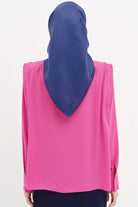 Omuz Pile Detaylı Vatkalı Gömlek - Fuşya TUGBA