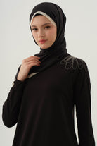 Omuzu İşlemeli Tunik - Siyah TUGBA