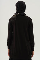 Omuzu İşlemeli Tunik - Siyah TUGBA