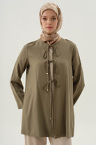 Önden Biye Bağlamalı Kimono - Haki TUGBA