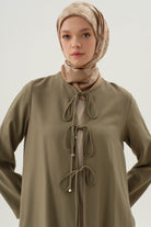Önden Biye Bağlamalı Kimono - Haki TUGBA