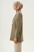 Önden Biye Bağlamalı Kimono - Haki TUGBA