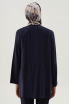 Önden Biye Bağlamalı Kimono - Lacivert TUGBA