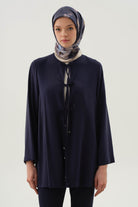 Önden Biye Bağlamalı Kimono - Lacivert TUGBA