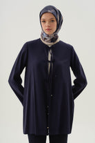 Önden Biye Bağlamalı Kimono - Lacivert TUGBA