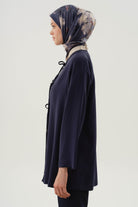 Önden Biye Bağlamalı Kimono - Lacivert TUGBA