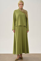 Örme Bluz Etek Takım - Olive TUGBA