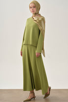 Örme Bluz Etek Takım - Olive TUGBA