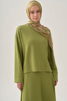 Örme Bluz Etek Takım - Olive TUGBA