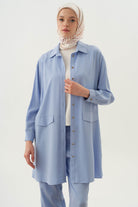 Örme Bluzlu Uzun Tunik Takım - Açık Mavi TUGBA