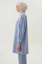 Örme Bluzlu Uzun Tunik Takım - Açık Mavi TUGBA