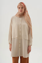Örme Bluzlu Uzun Tunik Takım - Bej TUGBA