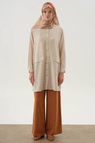 Örme Bluzlu Uzun Tunik Takım - Bej TUGBA