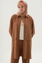 Örme Bluzlu Uzun Tunik Takım - Kahve TUGBA