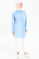 Oversize Cepli Tunik - Açık Mavi TUGBA