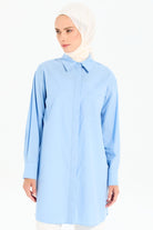 Oversize Cepli Tunik - Açık Mavi TUGBA