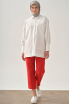 Paçası Pensli Pantolon - Mercan TUGBA