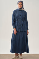 Parçalı Etek - İndigo TUGBA