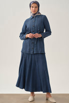 Parçalı Etek - İndigo TUGBA