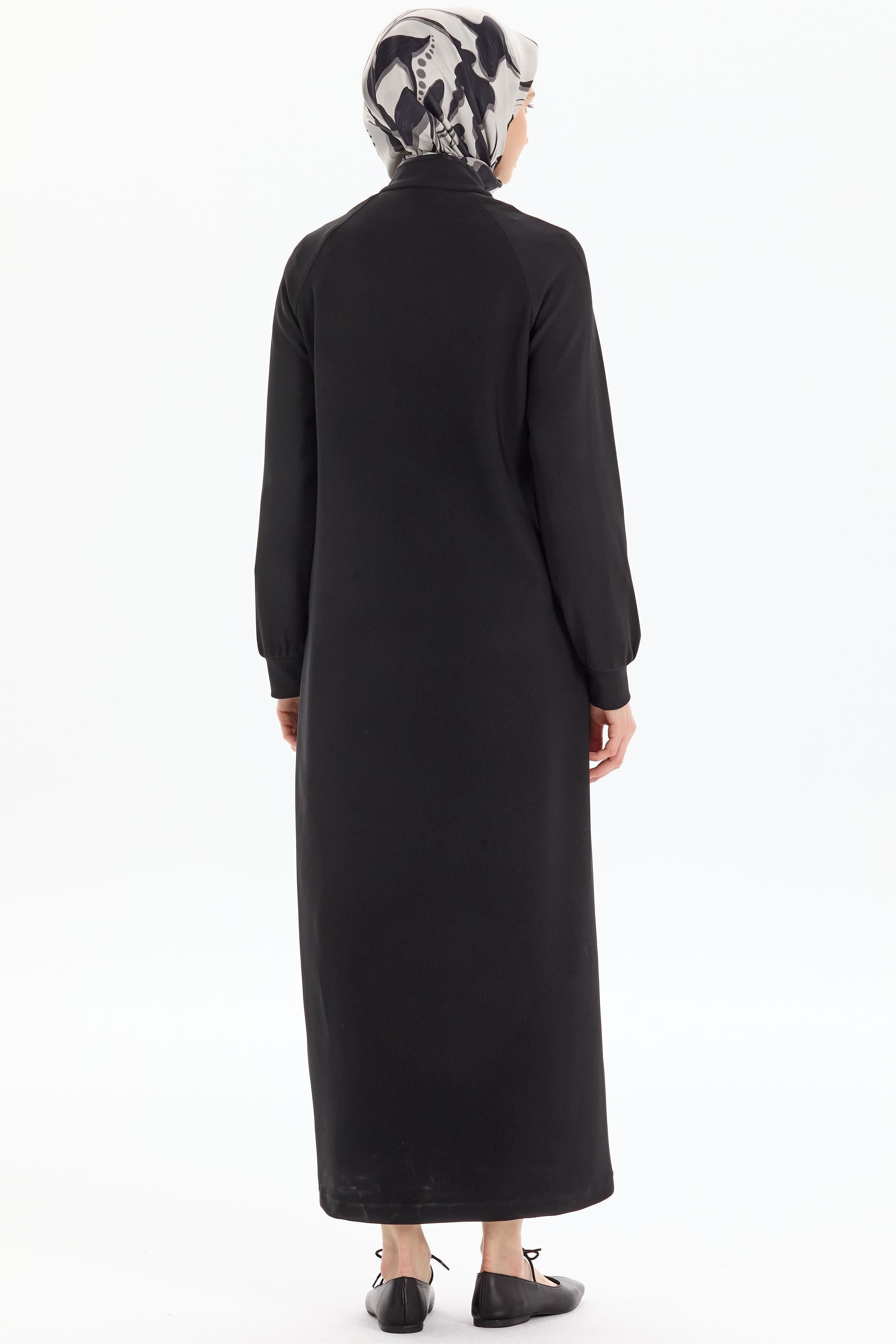 Parlak Garnili Örme Ferace - Siyah – TUĞBA