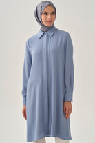 Patı Pile Detaylı Tunik - Açık Mavi TUGBA