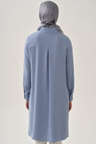 Patı Pile Detaylı Tunik - Açık Mavi TUGBA