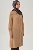 Patı Pile Detaylı Tunik - Bej TUGBA