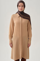 Patı Pile Detaylı Tunik - Bej TUGBA