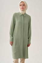 Patı Pile Detaylı Tunik - Su Yeşili TUGBA