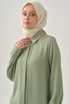 Patı Pile Detaylı Tunik - Su Yeşili TUGBA