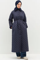 Peluş Detaylı Kapitone Manto - İndigo TUGBA