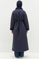 Peluş Detaylı Kapitone Manto - İndigo TUGBA