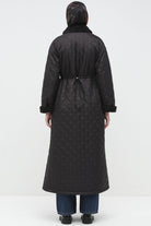 Peluş Detaylı Kapitone Manto - Siyah TUGBA