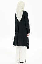 Pile Detaylı Asimetrik Kesim Tunik - Siyah TUGBA