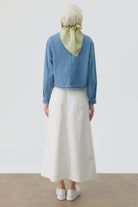 Pile Detaylı Cepli Etek - Ekru TUGBA