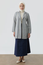 Pile Detaylı Cepli Etek - Lacivert TUGBA